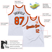 Custom White Orange-Black Authentic Throwback Basketball Jersey