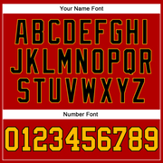 Custom Red Black Pinstripe Gold-Black Authentic Basketball Jersey