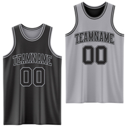Custom Reversible Black Gray Double Side Basketball Jersey