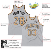 Custom Gray Old Gold-Black Authentic Throwback Basketball Jersey