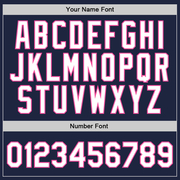 Custom Navy White-Pink Authentic Throwback Basketball Jersey