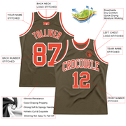 Custom Olive Orange-White Authentic Throwback Salute To Service  Basketball Jersey