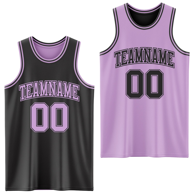 Custom Reversible Black Light Purple Double Side Basketball Jersey
