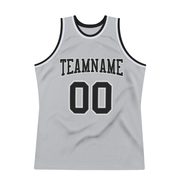 Custom Gray Black-White Authentic Throwback Basketball Jersey
