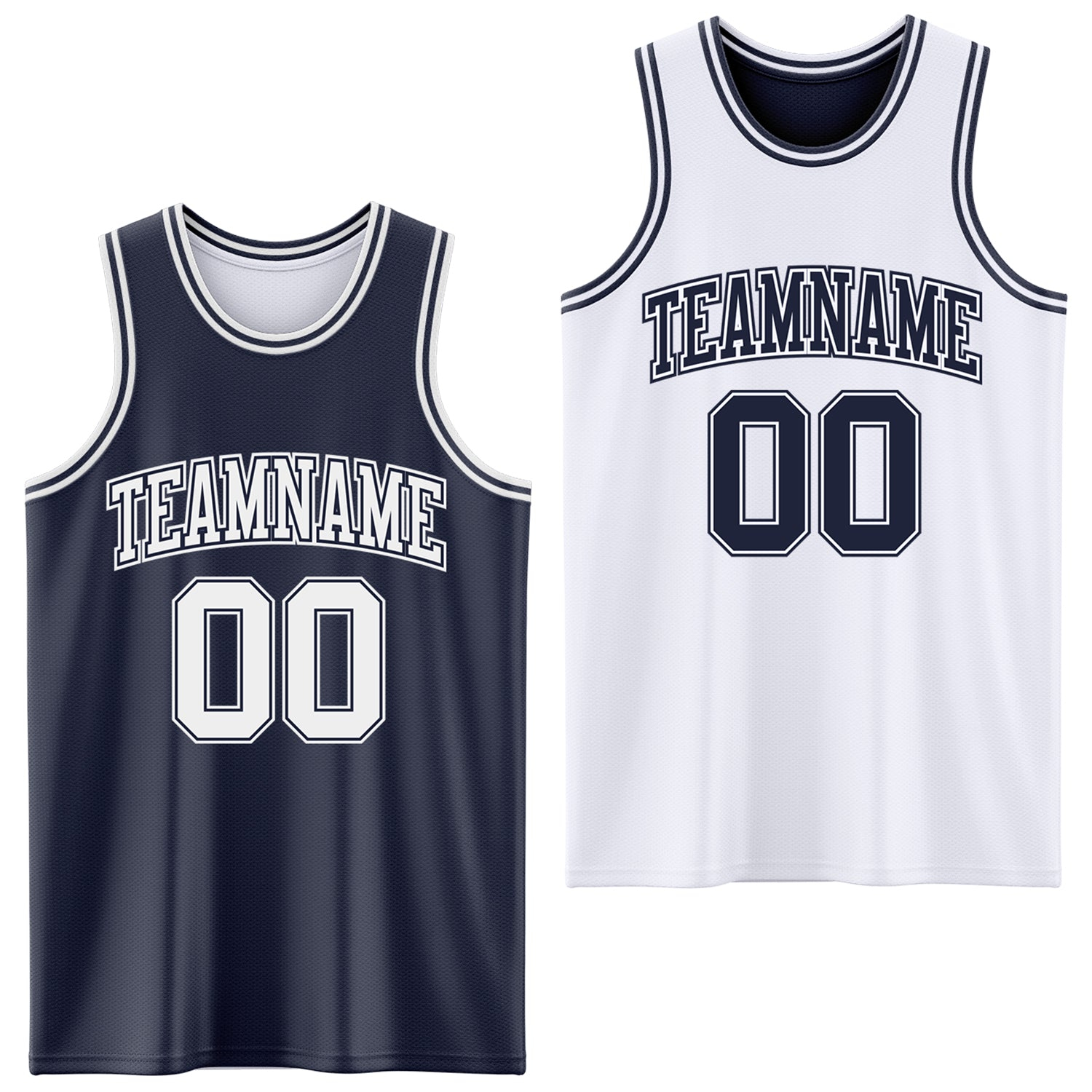Custom Navy White Reversible Double Side Basketball Jersey