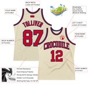 Custom Cream Red-Navy Authentic Throwback Basketball Jersey