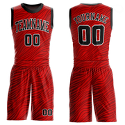 Custom Red Black-White Round Neck Sublimation Basketball Suit Jersey