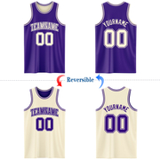 Custom Reversible Purple Cream Double Side Basketball Jersey