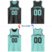 Custom Reversible Black Ice Blue Double Side Basketball Jersey