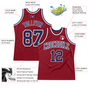 Custom Maroon Navy-White Authentic Throwback Basketball Jersey