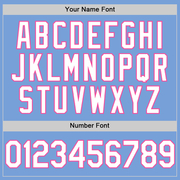 Custom Light Blue White-Pink Authentic Throwback Basketball Jersey