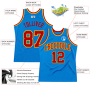 Custom Blue Red-Gold Authentic Throwback Basketball Jersey