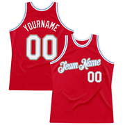Custom Red Light Blue-Old Gold Authentic Throwback Basketball Jersey