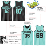 Custom Reversible Black Ice Blue Double Side Basketball Jersey