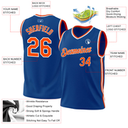Custom Blue Orange-White Authentic Throwback Basketball Jersey