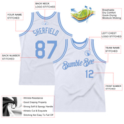 Custom White Light Blue Authentic Throwback Basketball Jersey