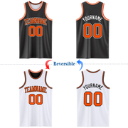 Custom Reversible Black Orange-White Double Side Basketball Jersey