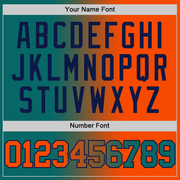 Custom Teal Orange-Navy Authentic Gradient Fashion Basketball Jersey