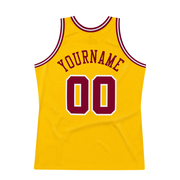 Custom Gold Maroon-White Authentic Throwback Basketball Jersey