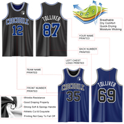 Custom Reversible Black Royal-White Double Side Basketball Jersey