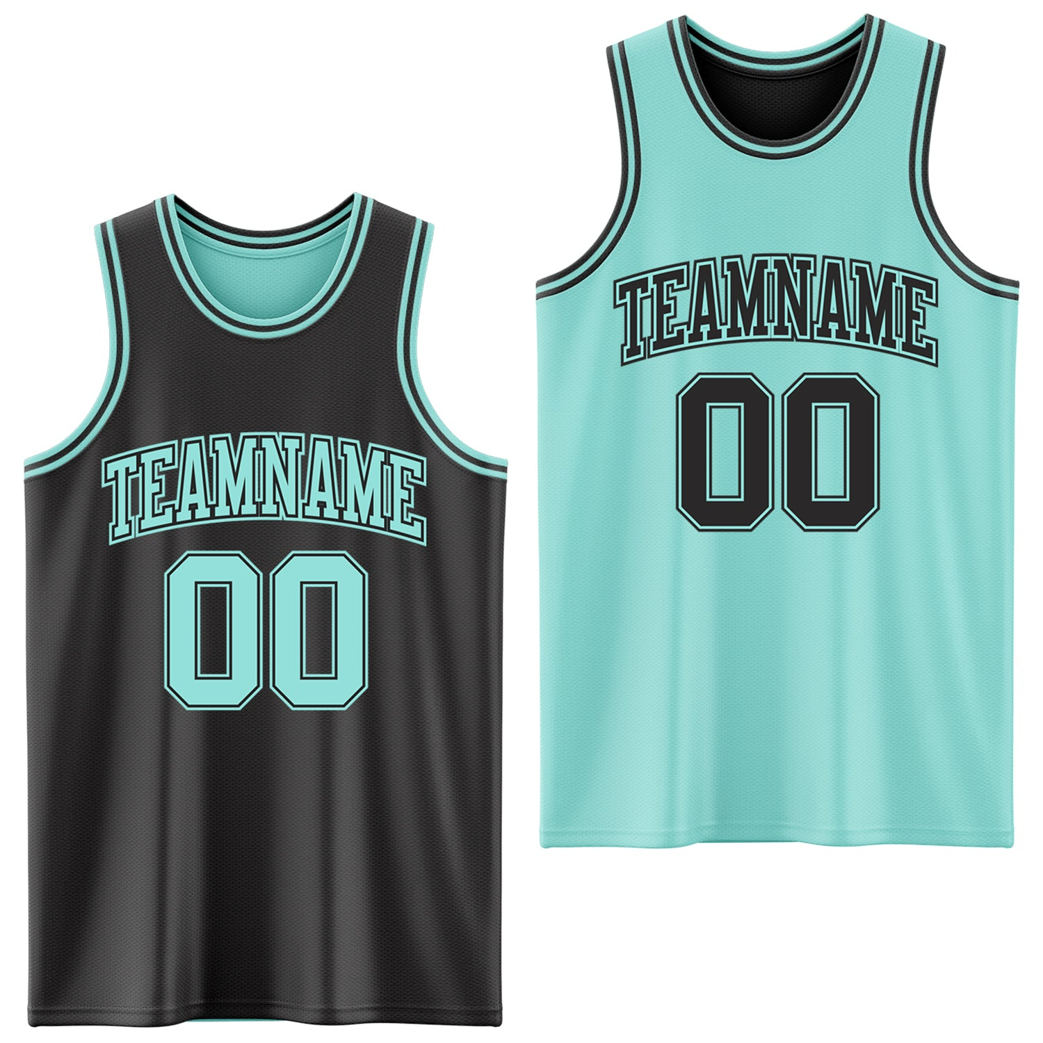Custom Reversible Black Ice Blue Double Side Basketball Jersey