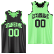 Custom Reversible Black Pea Green Double Side Basketball Jersey