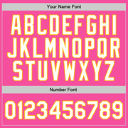 Custom Pink White-Gold Authentic Throwback Basketball Jersey