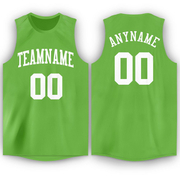 Custom Neon Green White Round Neck Basketball Jersey