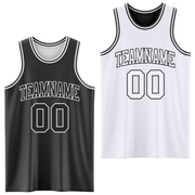 Custom Reversible Black White Double Side Basketball Jersey