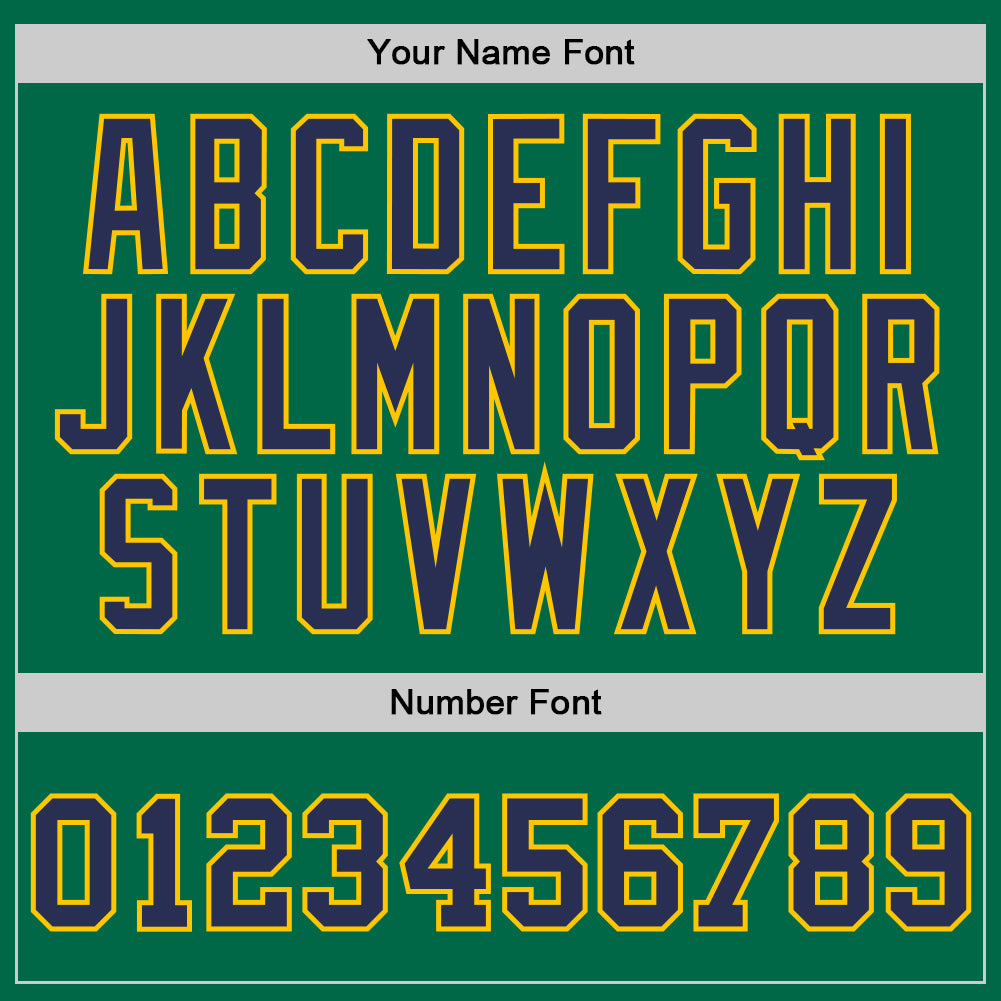 Custom Kelly Green Navy-Gold Authentic Throwback Basketball Jersey