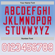 Custom Light Blue White-Red Authentic Fade Fashion Basketball Jersey