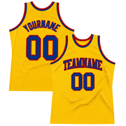 Custom Gold Royal-Red Authentic Throwback Basketball Jersey