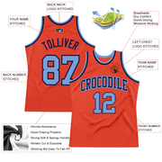 Custom Orange Light Blue-Navy Authentic Throwback Basketball Jersey