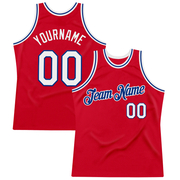 Custom Red White-Royal Authentic Throwback Basketball Jersey