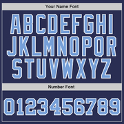 Custom Navy Light Blue-White Authentic Throwback Basketball Jersey