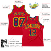 Custom Red Navy-Gold Authentic Throwback Basketball Jersey