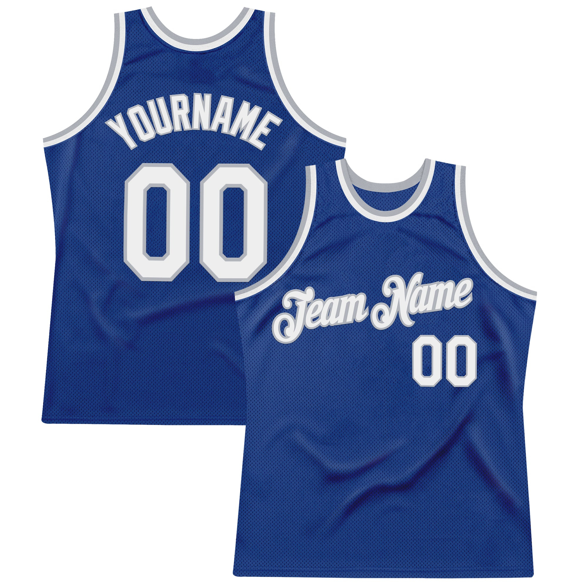 Custom Royal White-Gray Authentic Throwback Basketball Jersey