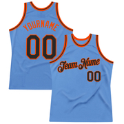 Custom Light Blue Black-Orange Authentic Throwback Basketball Jersey