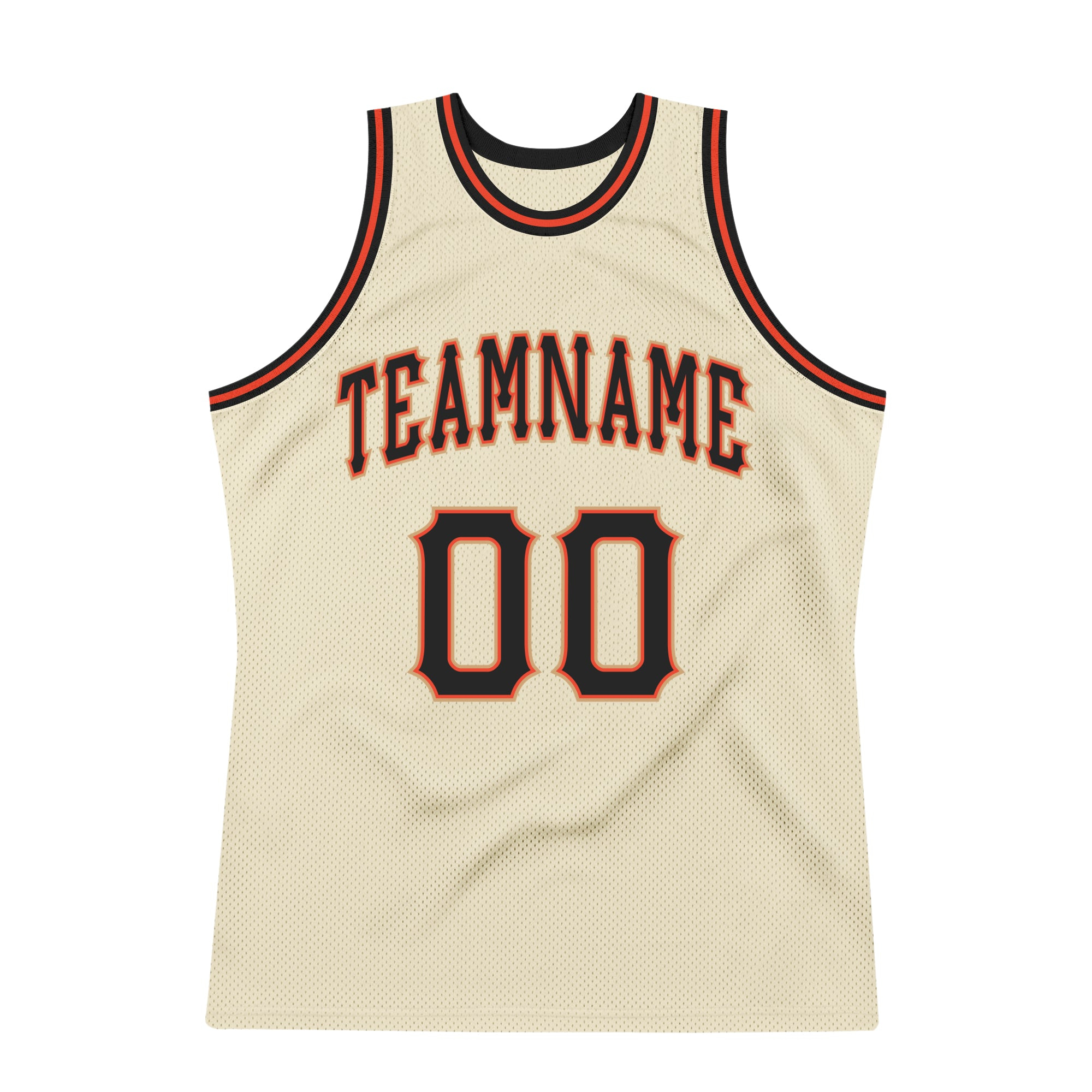 Custom Cream Black-Orange Authentic Throwback Basketball Jersey