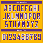 Custom Gold Purple-White Side Panel Abstract Lines Authentic City Edition Basketball Jersey