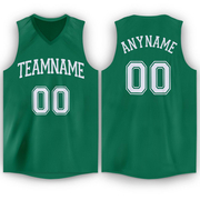 Custom Kelly Green White V-Neck Basketball Jersey