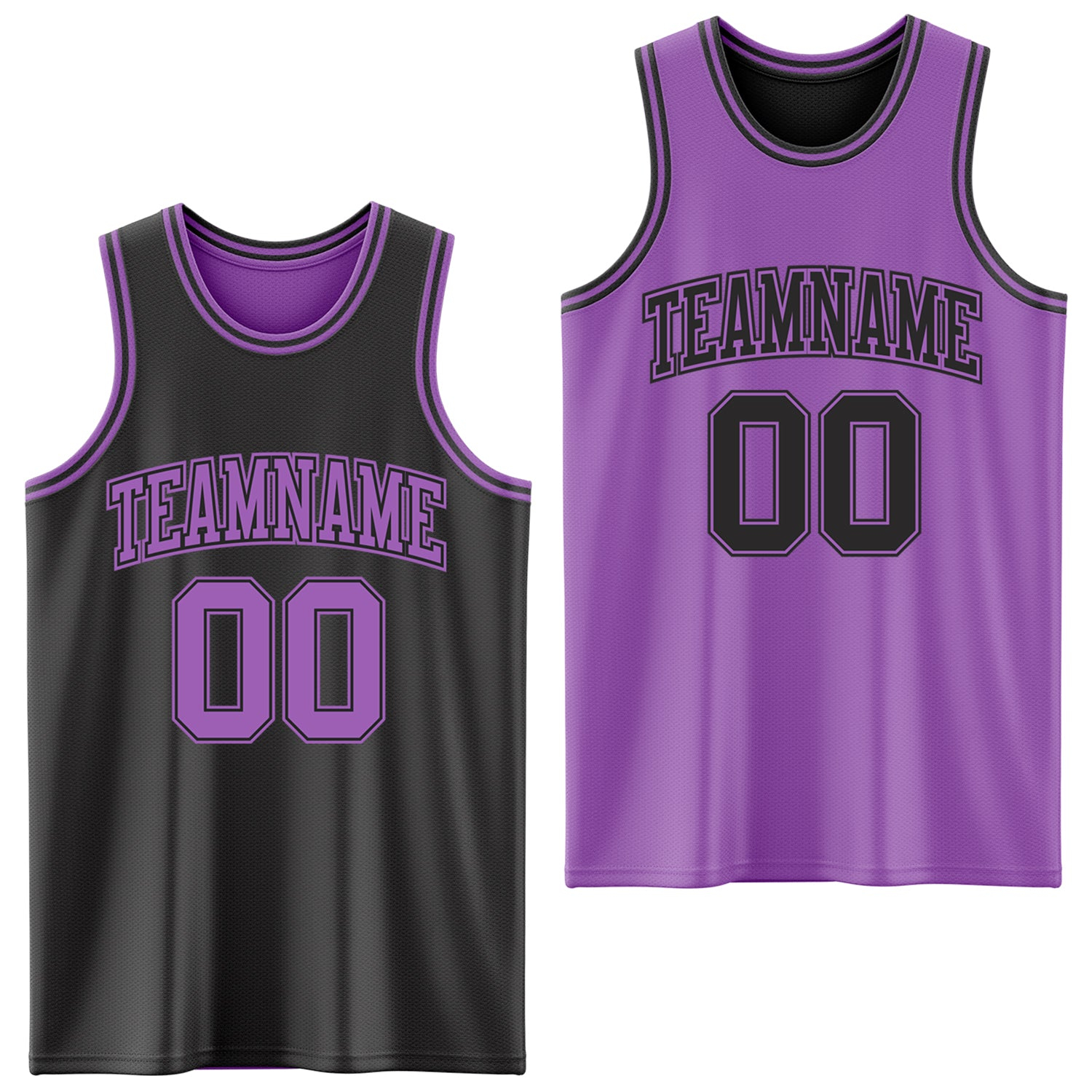 Custom Reversible Black Medium Purple Double Side Basketball Jersey