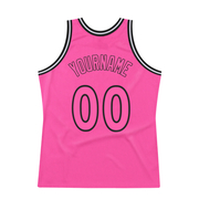 Custom Pink Pink-Black Authentic Throwback Basketball Jersey