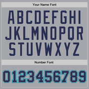 Custom Gray Navy-Teal Authentic Throwback Basketball Jersey