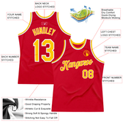Custom Red Gold-White Authentic Throwback Basketball Jersey