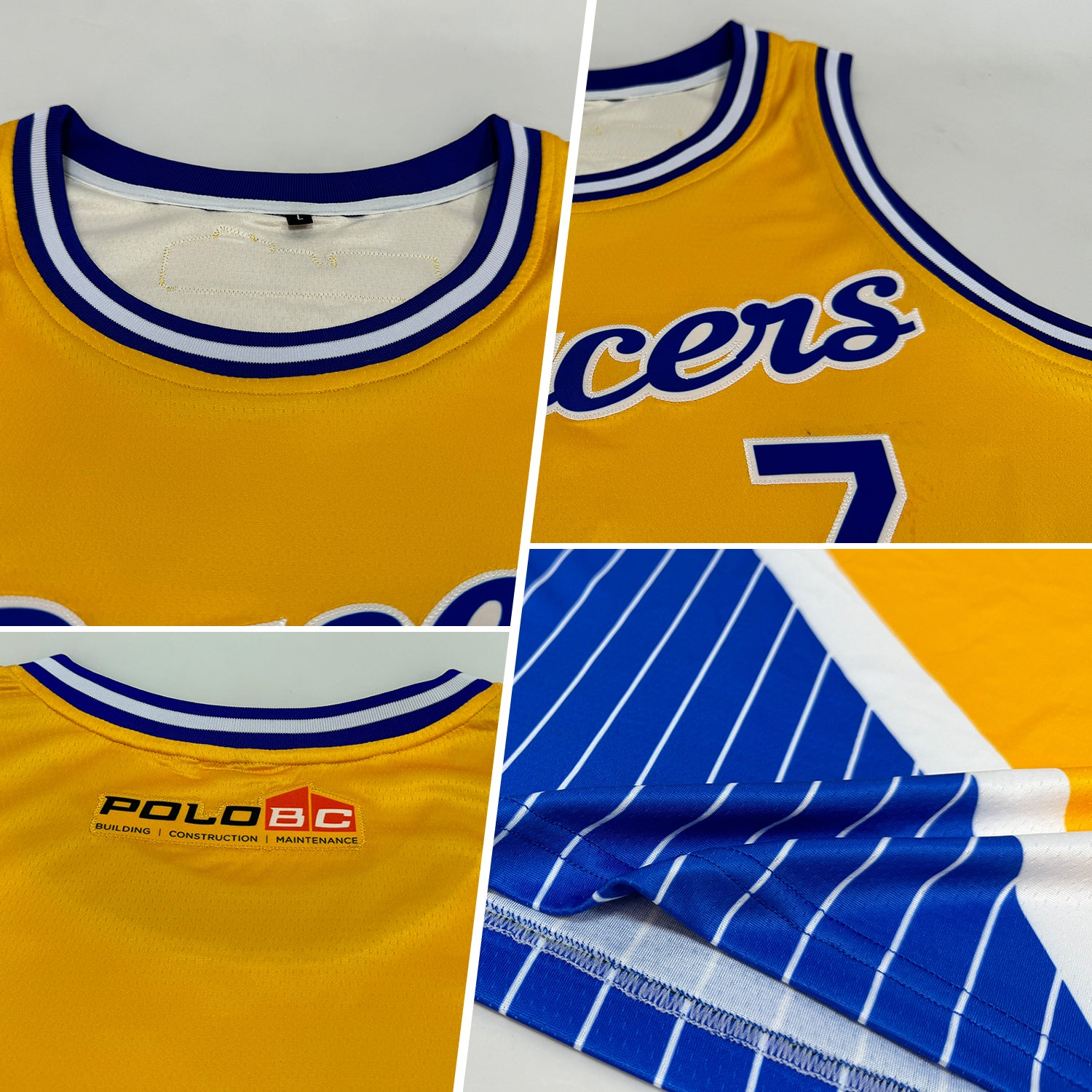 Custom Gold Royal-White Triangle Pinstripes Authentic City Edition Basketball Jersey