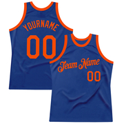 Custom Royal Orange Authentic Throwback Basketball Jersey