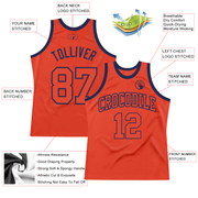 Custom Orange Orange-Navy Authentic Throwback Basketball Jersey