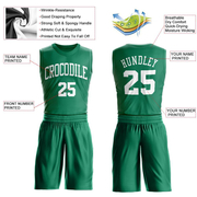 Custom Kelly Green White Round Neck Suit Basketball Jersey