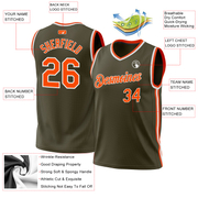 Custom Olive Orange-White Authentic Throwback Salute To Service Basketball Jersey